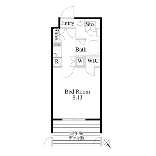 グランパセオ四谷若葉(C2g-type：1K ［25.55㎡］)の間取り画像