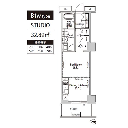 飯田橋ガーデンフラッツ(B1w-type：STUDIO)の間取り画像