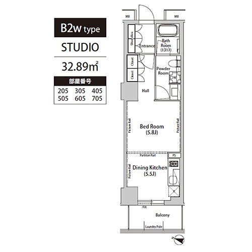 飯田橋ガーデンフラッツ(B2w-type：STUDIO)の間取り画像