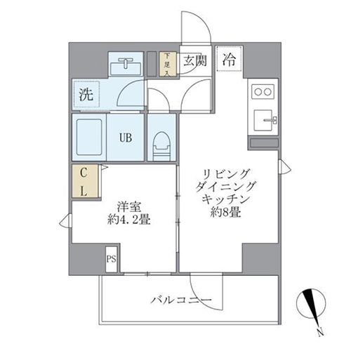 ラ・ペルラ四谷(1LDK：30.16㎡)の間取り画像