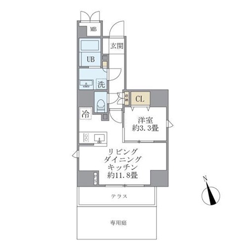 ラ・ペルラ四谷(1LDK：37.40㎡)の間取り画像