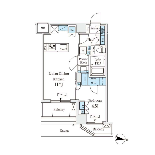 ラティエラ中野新井(1LDK[C-type]：41.59㎡)の間取り画像