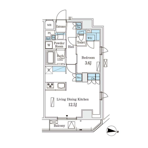 ラティエラ中野新井(1LDK[D-type]：41.88㎡)の間取り画像