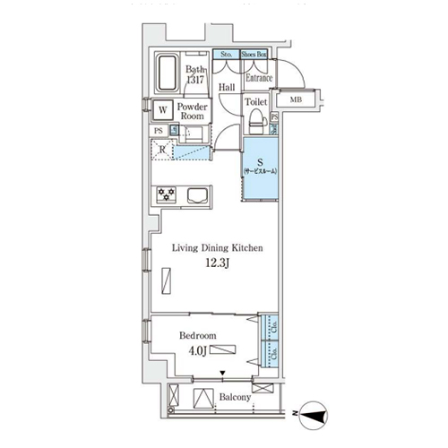 ラティエラ中野新井(1LDK[H-type]：43.28㎡)の間取り画像