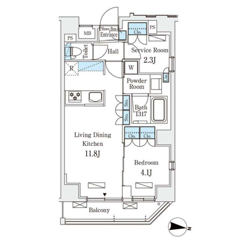ラティエラ中野新井(1LDK[G-type]：43.50㎡)の間取り画像