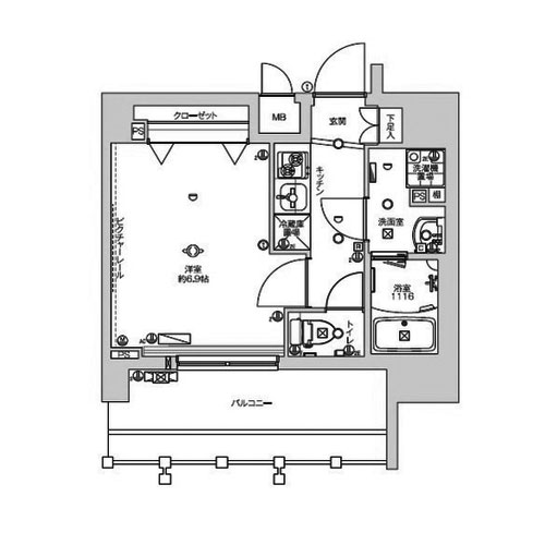 ラクラス中野富士見町(E2-type：1K)の間取り画像