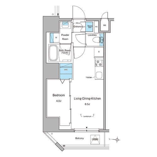ルフォンリヴェント池袋(1LDK[A-type]：32.46㎡)の間取り画像