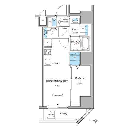 ルフォンリヴェント池袋(1LDK[B-type]：32.71㎡)の間取り画像