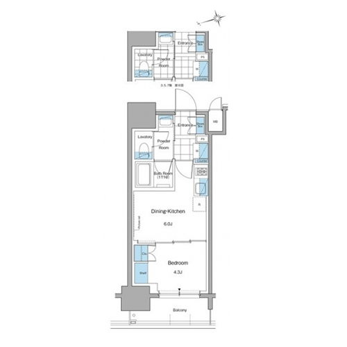 ルフォンプログレ本郷三丁目(1DK[B-type]：26.78㎡)の間取り画像