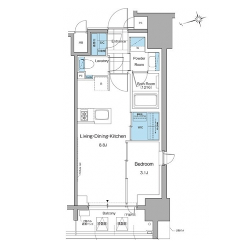 ルフォンプログレ本郷三丁目(1LDK[C-type]：31.37㎡)の間取り画像