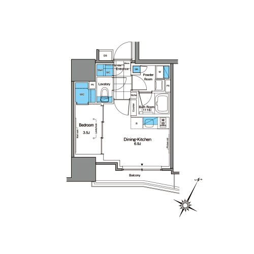 ルフォンプログレ北新宿(1DK[E-type]：28.89㎡)の間取り画像
