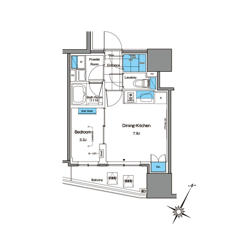 ルフォンプログレ北新宿(1DK[F-type]：30.57㎡)の間取り画像