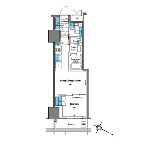 ルフォンプログレ北新宿(1LDK[PJ-type]：32.79㎡)の間取り画像