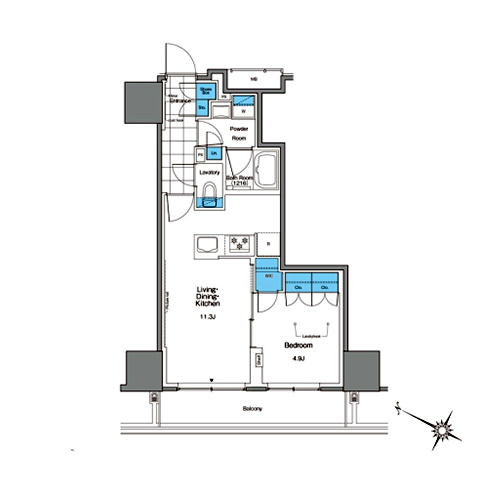 ルフォンプログレ北新宿(1LDK[C-type]：40.76㎡)の間取り画像