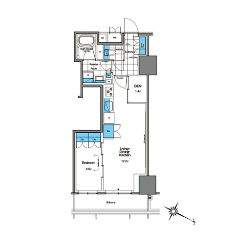 ルフォンプログレ北新宿(1LDK[N-type]：43.66㎡)の間取り画像