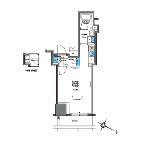 ルフォンプログレ北新宿(1R[H-type]：30.32㎡)の間取り画像