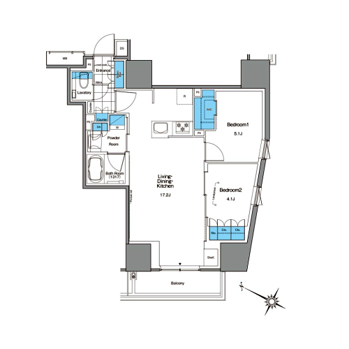 ルフォンプログレ北新宿(2LDK[D-type]：60.34㎡)の間取り画像