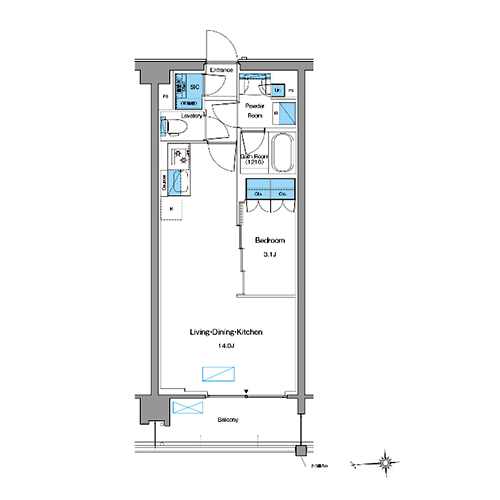 ルフォンプログレ高田馬場ノース(1LDK+SIC[AL-type]：39.90㎡)の間取り画像