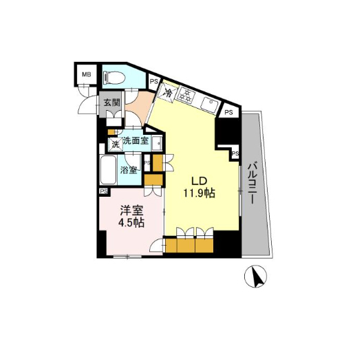 リーラ品川戸越(1LDK[Aタイプ]：40.82㎡)の間取り画像