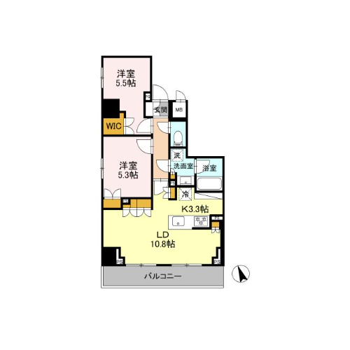 リーラ品川戸越(2LDK[Cタイプ]：55.90㎡)の間取り画像