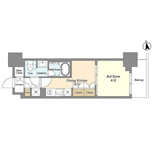 リビオメゾン浅草雷門(1DK[C-TYPE]：25.78㎡)の間取り画像