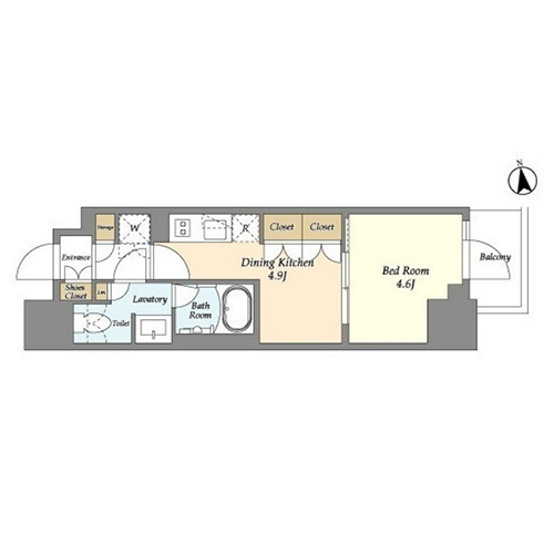 リビオメゾン浅草雷門(1DK[D-TYPE]：26.54㎡)の間取り画像