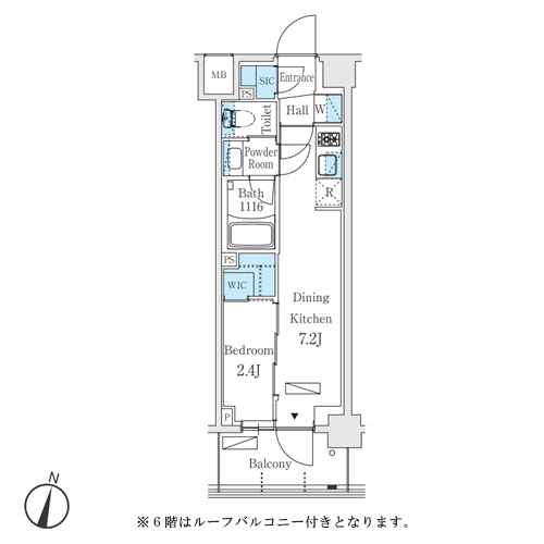 リビオメゾン東北沢(1DK[F-TYPE]：25.43㎡)の間取り画像