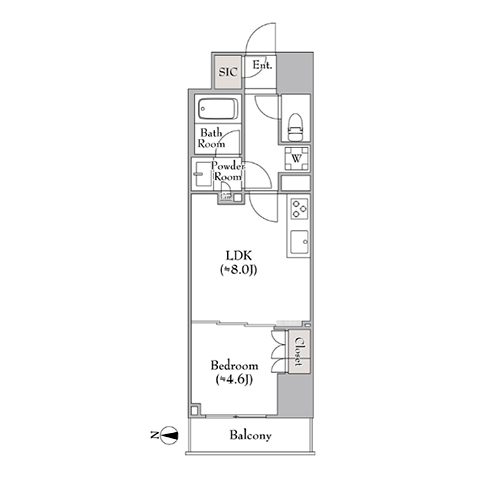 ルミーク錦糸町(1LDK[Eタイプ]：36.34㎡)の間取り画像