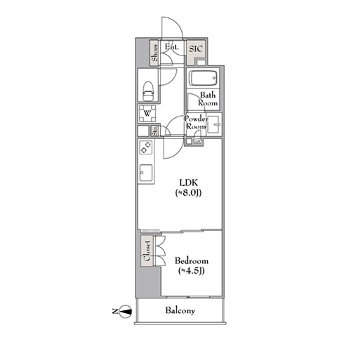 ルミーク錦糸町(1LDK[Fタイプ]：36.34㎡)の間取り画像