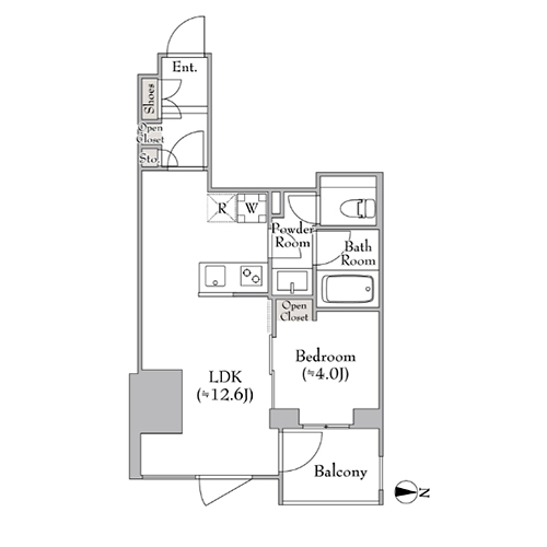 ルミーク錦糸町(1LDK[Bタイプ]：38.79㎡)の間取り画像