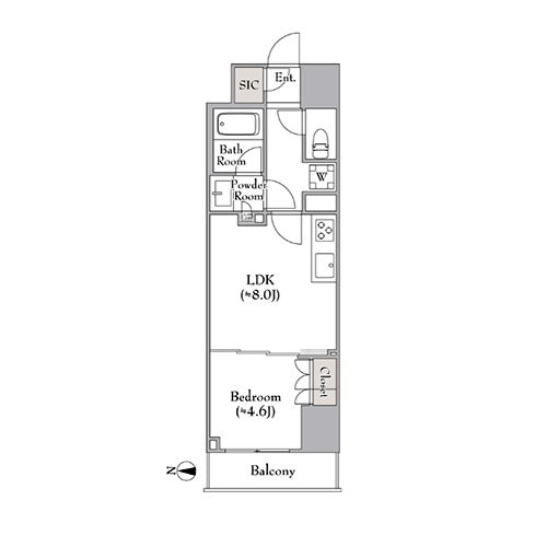 ルミーク錦糸町(1LDK[Dタイプ]：39.83㎡)の間取り画像