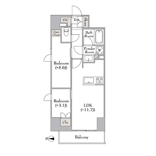 ルミーク錦糸町(2LDK[Gタイプ]：50.07㎡)の間取り画像