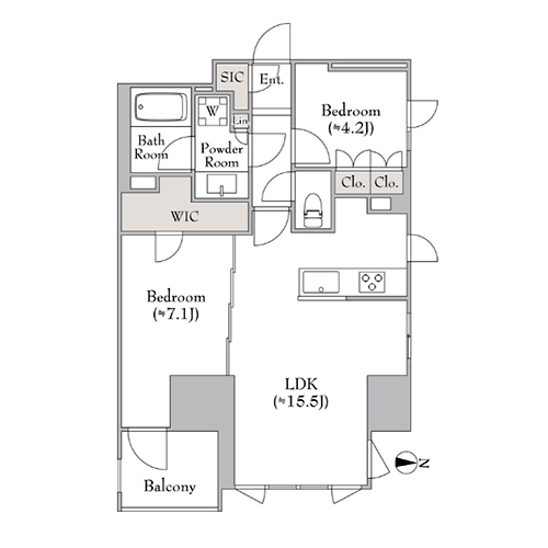 ルミーク錦糸町(2LDK[Aタイプ]：60.24㎡)の間取り画像