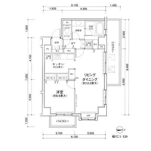 MG目黒駅前(W1-type：1LDK)の間取り画像