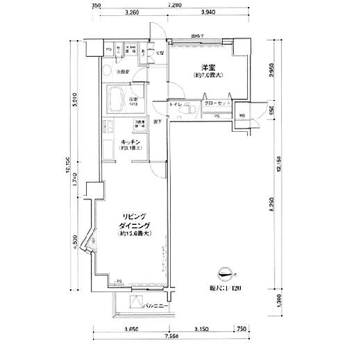 MG目黒駅前(Y-type：1LDK)の間取り画像