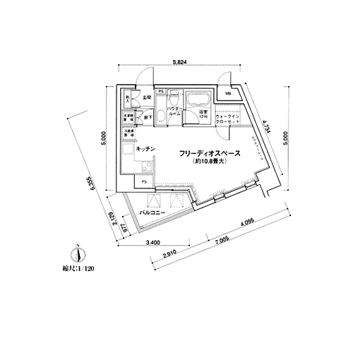 MG目黒駅前(F2-type：1R)の間取り画像