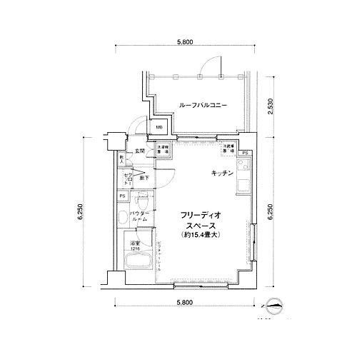 MG目黒駅前(P-type：1R)の間取り画像
