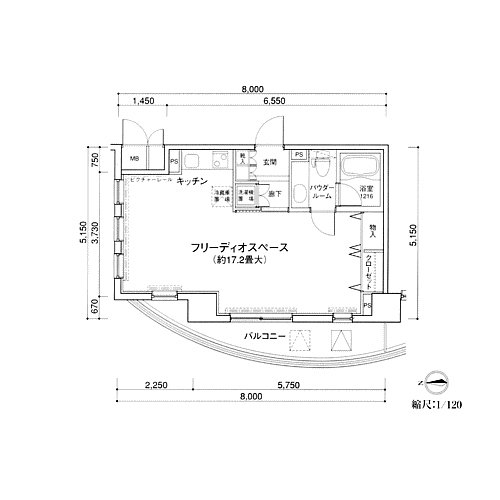 MG目黒駅前(N2-type：1R)の間取り画像