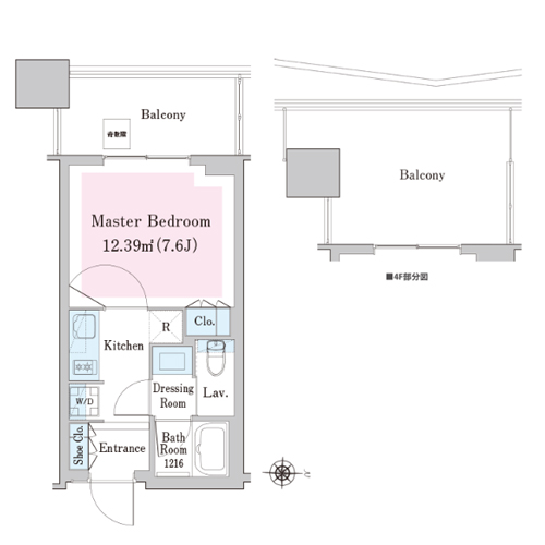 中野ステーションレジデンス(1K：W-25B'タイプ)の間取り画像