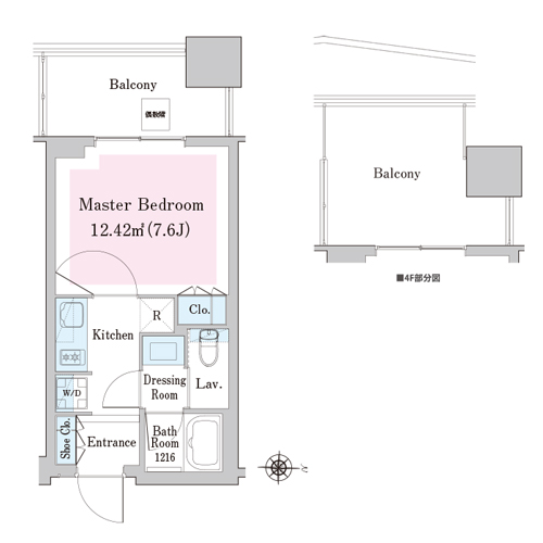 中野ステーションレジデンス(1K：W-25C'タイプ)の間取り画像