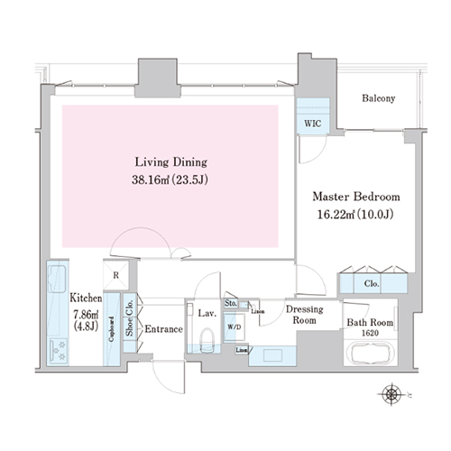 中野ステーションレジデンス(1LDK：W-90Cタイプ)の間取り画像