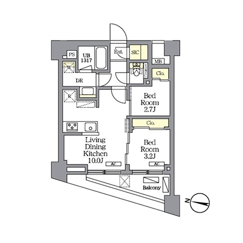 NOGATA RESIDENCE(2LDK[Dタイプ]：40.13㎡)の間取り画像