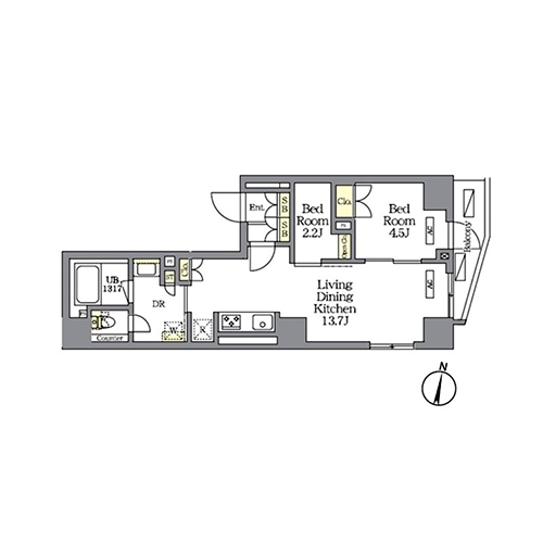 NOGATA RESIDENCE(2LDK[Hタイプ]：48.20㎡)の間取り画像