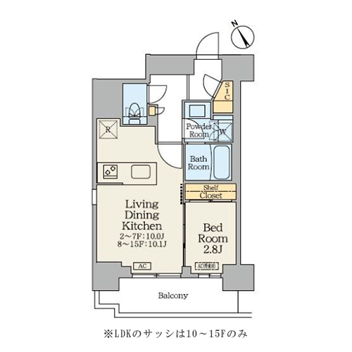ワンルーフフラット門前仲町(1LDK[A-type]：34.01㎡)の間取り画像