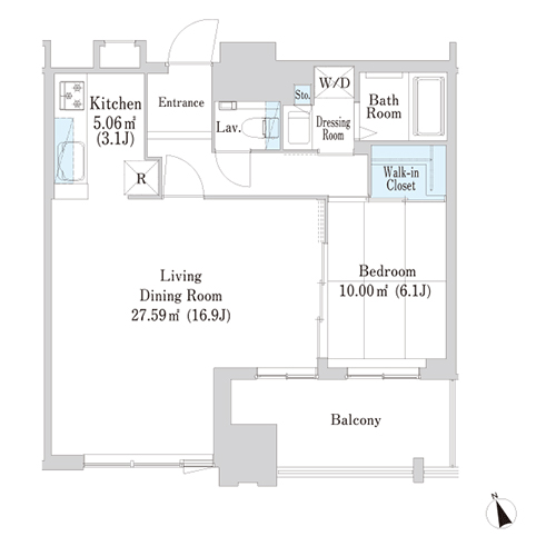 大崎ガーデンレジデンス(1LDK：59.96㎡)の間取り画像