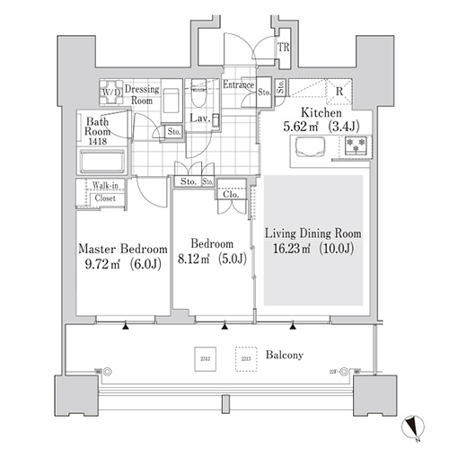 大崎ガーデンレジデンス(2LDK：N-60D'タイプ)の間取り画像