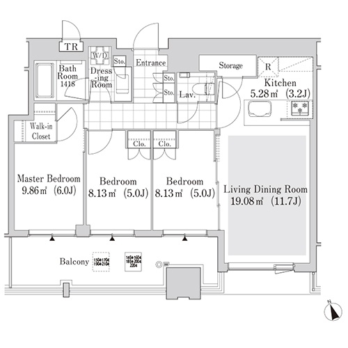 大崎ガーデンレジデンス(3LDK：S-70Cタイプ)の間取り画像
