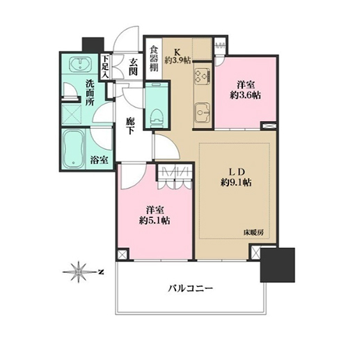 大崎ステーションレジデンス(2LDK：50.33㎡)の間取り画像