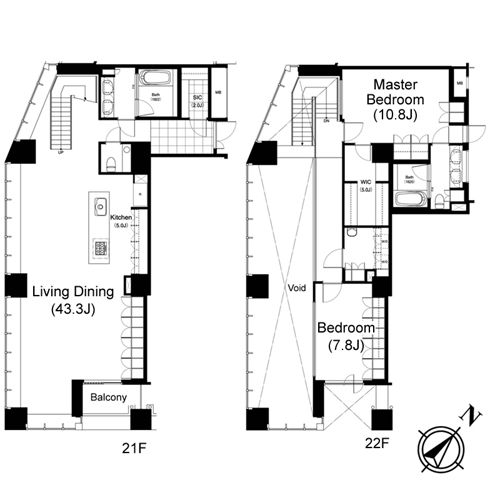 パークキューブ目黒タワー：2LDK：183.78㎡の間取り図