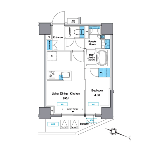 プレディアコート板橋(1LDK[B1-type]：34.25㎡)の間取り画像